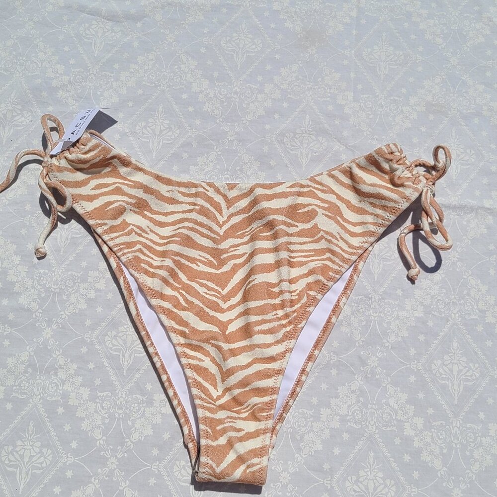 PacSun Eco Zebra Samantha Cinched Tie High Waisted Bikini Bottom - Size Large
